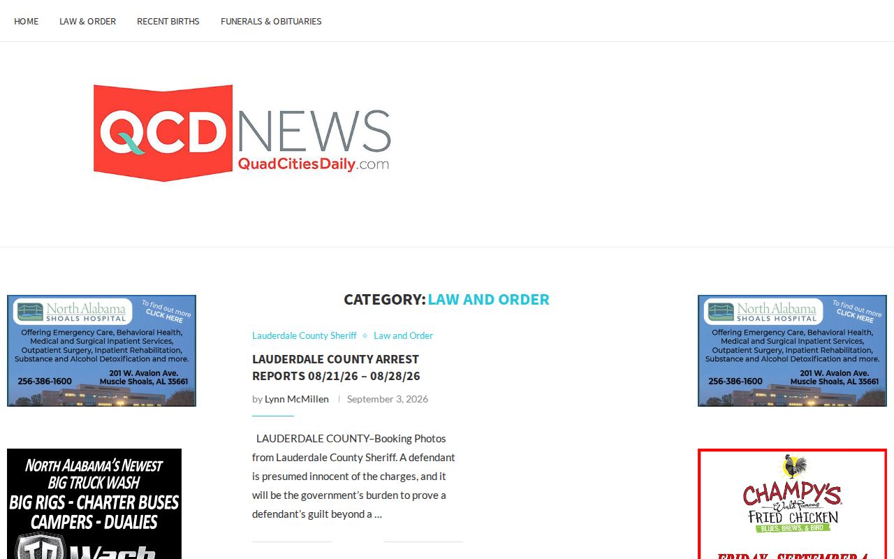 Lauderdale County and Florence arrest report categories