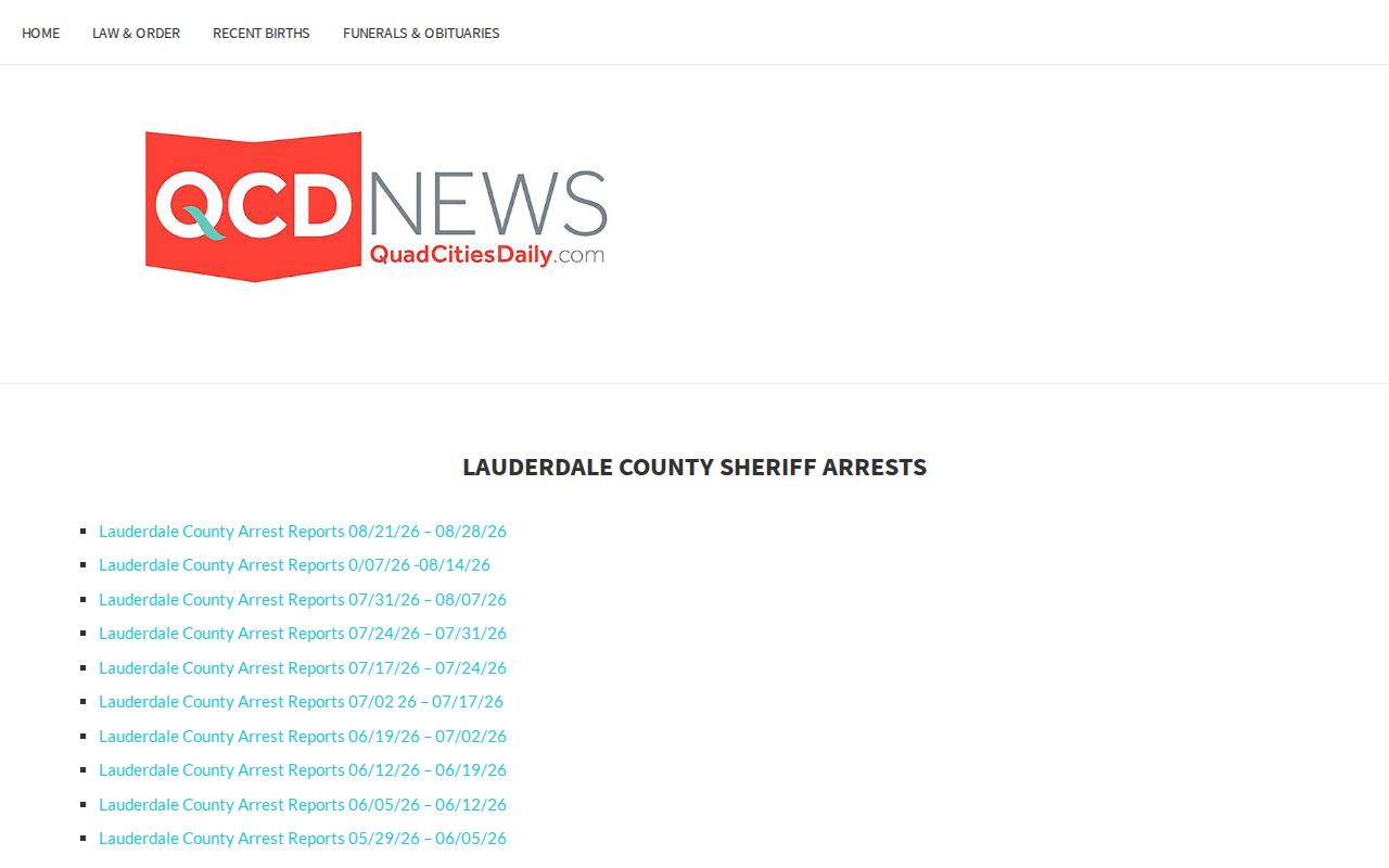 Lauderdale County arrest reports multi-day index