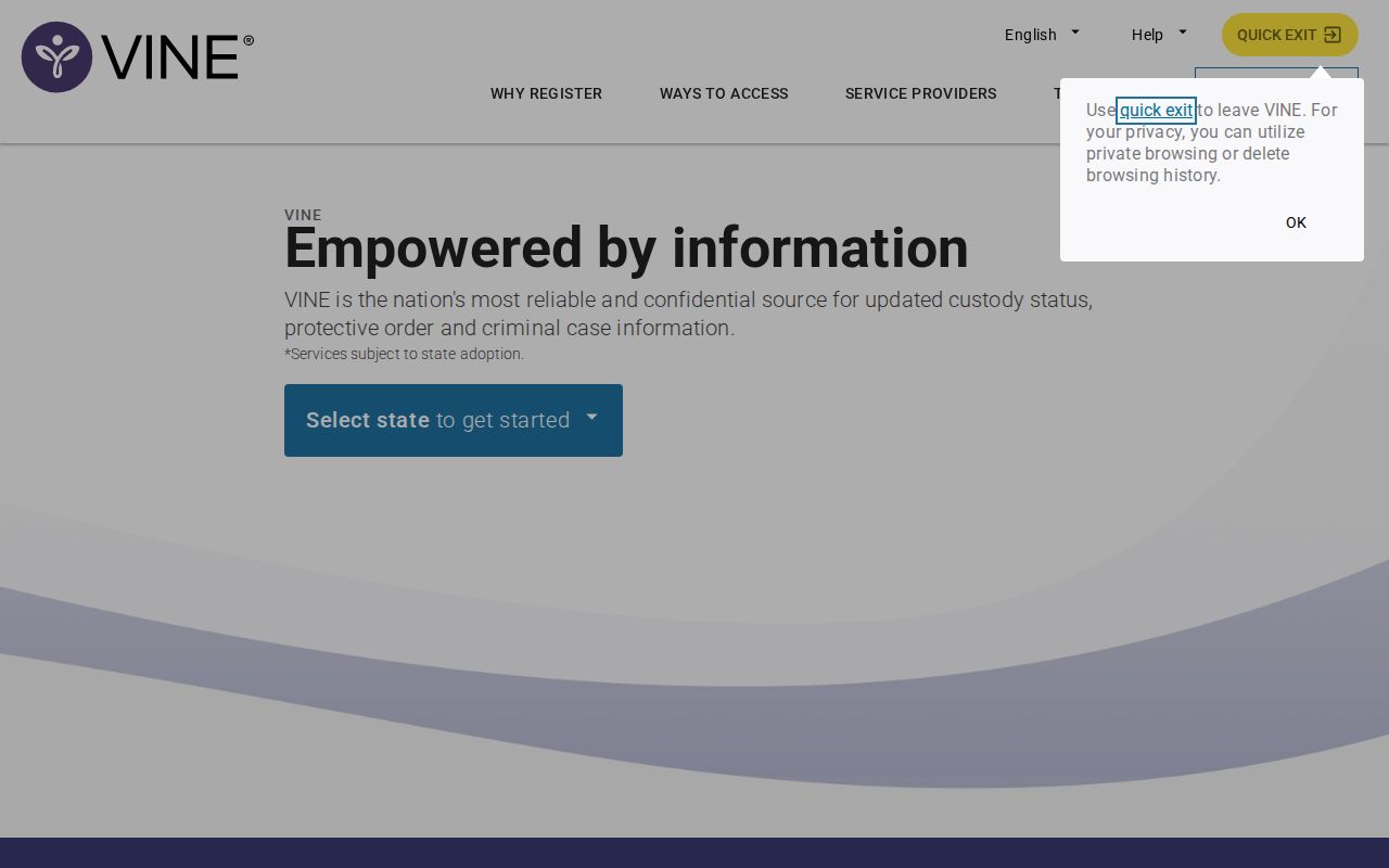 VINELink state and custody search interface