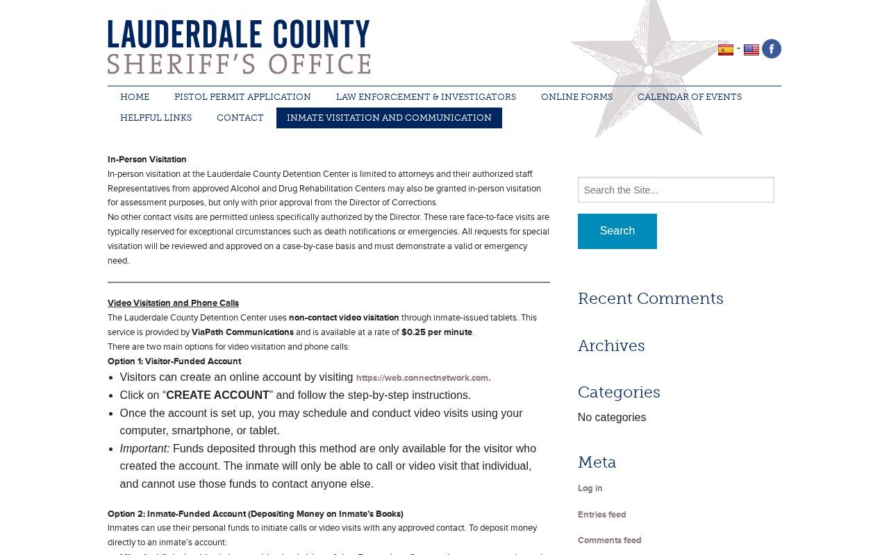 Lauderdale County Sheriff detention visitation and communication page